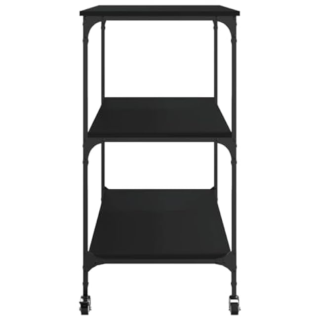 Kitchen Cart Trolley,40.2 X 19.7 X 37.4 in Wooden Kitchen Trolley Organizer Cart Trolley for Dining Room,Black-jdeopsOn