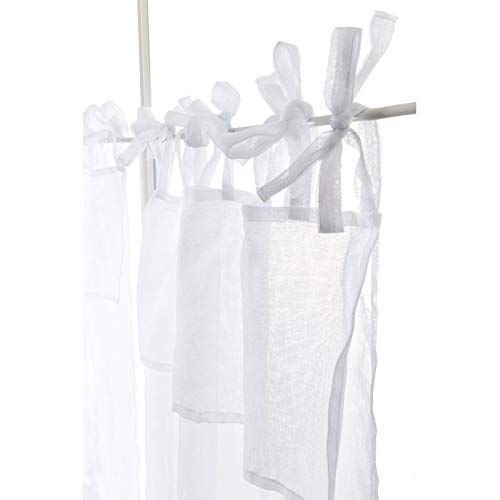 RideauDiscount Paire de vitrages 60 x 90 cm à Nouettes Effet Naturel Tête Doublée Uni Blanc