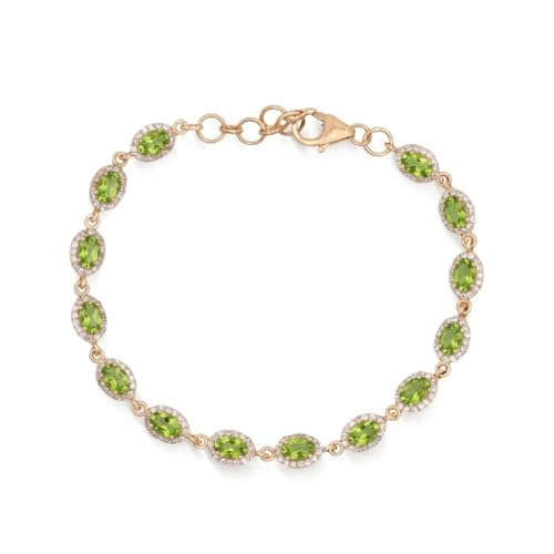 Bracelet rivière argent sterling 925 femme or rose pierres précieuses 19,1cm