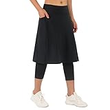 ANIVIVO Women Long Knee Length Skirted Leggings,Leggings with Skirts High Waist(Black,M)