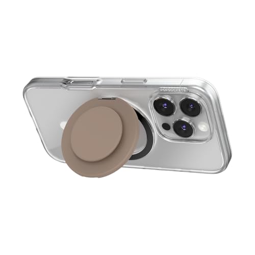 Image of PopSockets Kick-Out Grip for MagSafe, Adjustable Kickstand for Portrait or Landscape, Magnetic Stand, Brown - Latte