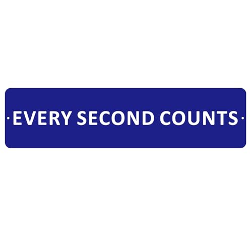 Every Second Counts Metal Wall Sign, 15.8 x 4 inches, Blue