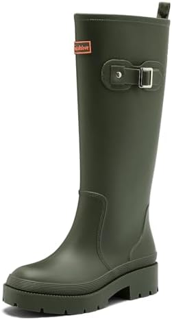Gummistiefel Damen Lange Stiefel, Wasserdicht Hohe Rutschfeste Gartenschuhe | Wasserdicht und Bequem Gummischuhe für Garten, Regen, Landwirtschaft, Outdoor und Alltag
