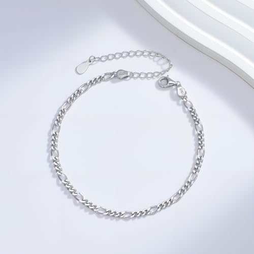 Image of CHIC & ARTSY 925 Sterling Silver Ankle Bracelets for Women, Adjustable Double Layer Chain Anklets, Minimalist Lightweight Foot Jewelry for Beach & Everyday Wear