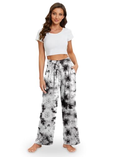 Image of Gracyoga Womens Wide Leg Yoga Pants Flowy Lounge Pajamas Pants with Pockets | High Waisted Sweatpants Bottoms, Comfy Palazzo, Lightweight Breathable, Casual Loose For Summer Fall Winter,Daily Wear