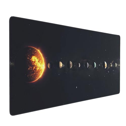 Tapis de Souris 120x60 cm Grand Tapis Souris XXL, La planète Tapis de Souris Bureau Gamer, à Bords Cousus, Base en Caoutchouc Antidérapante, sous Main pour Clavier et Souris, Decoration Maison E-1024