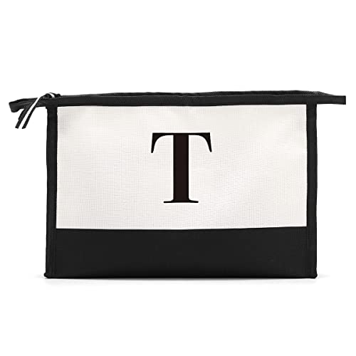 Monogrammed Gifts For Women Initial Monogram Personalized Gifts Cosmetic Bag Travel Makeup Bag Suitable For Wedding Birthday Beach Holiday Gift For Women Mom Teachers Friends Bridesmaids, Letter T #TOP5