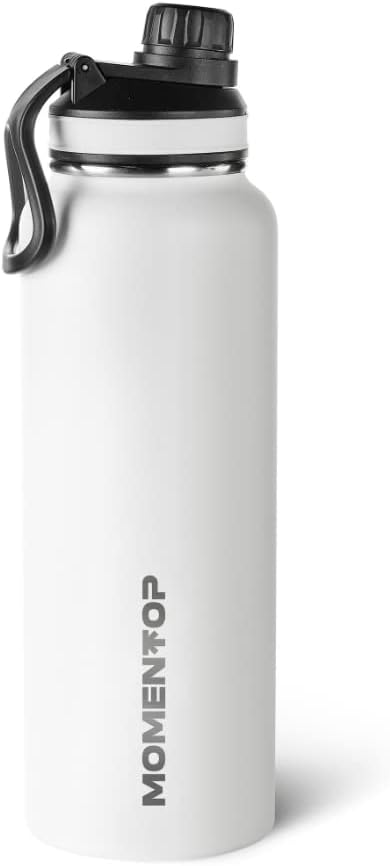 Sports Water Bottle Spout Lid, Proof Sport Desing, Vacuum Insulated Stainless Steel, Wide Mouth, Doble Wall, Triple Insulation Technology, Thermo Mug, 40 oz, White