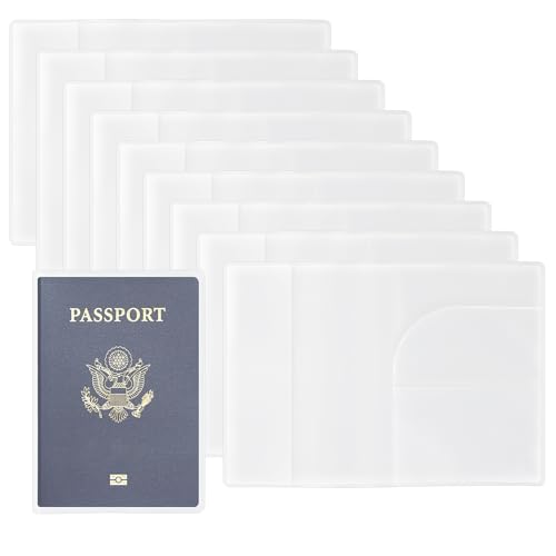 Ztowoto 10 PCS Clear PVC Clear Passport Cover, Waterproof Transparent Passport Holder with ID/Credit Card Slots, 5.2 * 3.7Inch Plastic Passport Protector for Document Credit Card(13.2x9.5cm)
