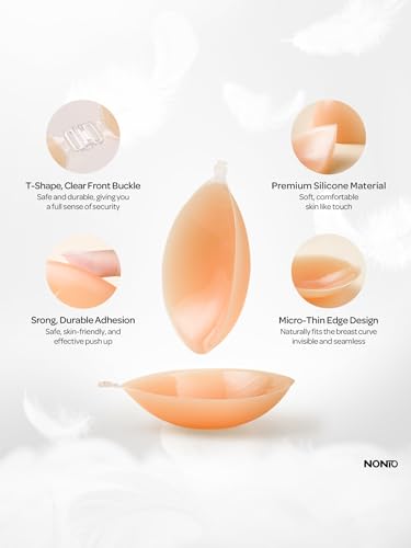 Image of NONIO Adhesive Bra Strapless Sticky Invisible Push up Reusable Silicone The Best Off Backless Viscous for Women