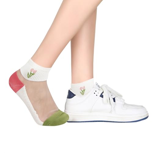 Image of Benefeet Sox Sheer Socks for Women Girls Mesh Ankle Socks Transparent Mesh Lace Sock Cute Thin Nylon See Through Sock