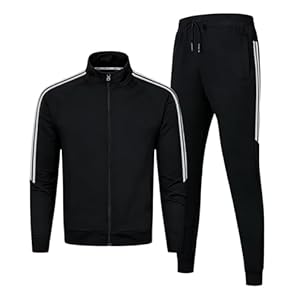 Clufar 2 Pcs Trainingsanzug Herren Fussball Schwarz Jogginganzug Herren mit Reißverschluss Atmungsaktiv Tracksuit Teenager Polyester Sportswear Fußball Männer Sportanzug Freizeitanzug Gym, L Black