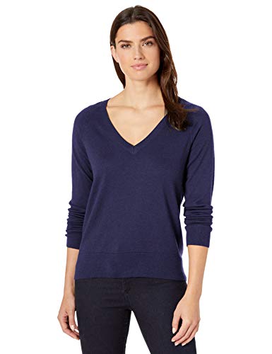 Pendleton Women's Merino V-Neck Pullover Sweater, Indigo Heather, XL