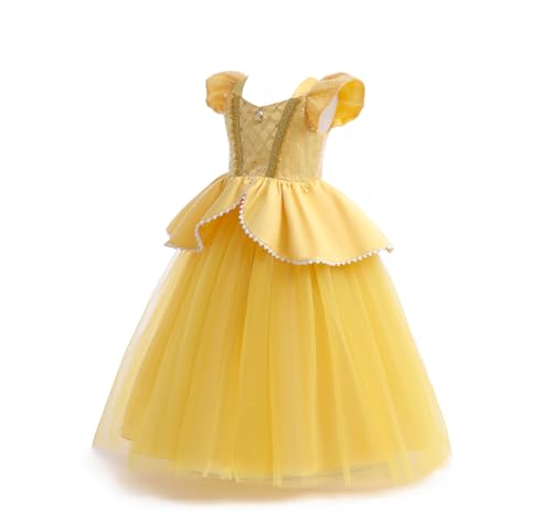 Vestido de princesa amarillo para niñas 4-5 años miniatura 6