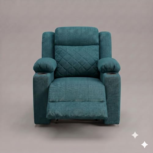 Image of Amazon Brand - Solimo Cosmo | Single Seater Sofa Recliner | Manual Recliner (Velvet Teal) | 1 Year Warranty
