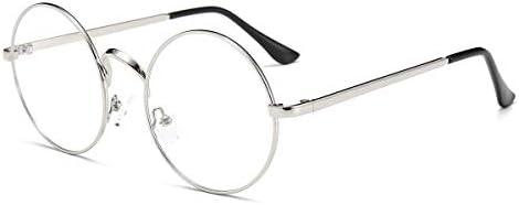 Dollger Retro Round Glasses Blue Light Glasses Clear Lens Non-Prescription for Men Women Metal Frame