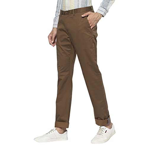 Image of Blackberrys Men Brown Self-Design Trousers
