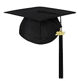Newrara Graduation Unisex Matte Adult Graduation Cap with Tassel (Black)