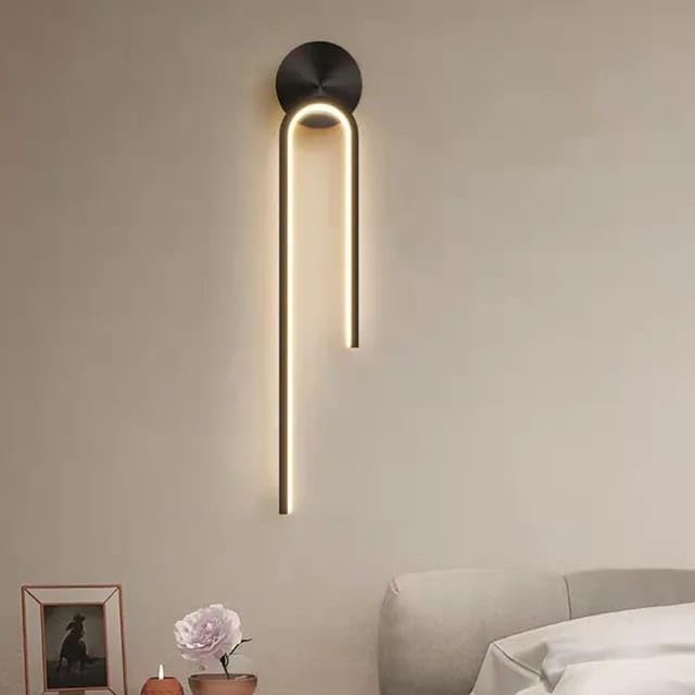 Glowave™ Modern Black Long Irregular Pattern LED Light Wall Lamp - Tricolour | Warm White, White, Natural White | (Inverted U)
