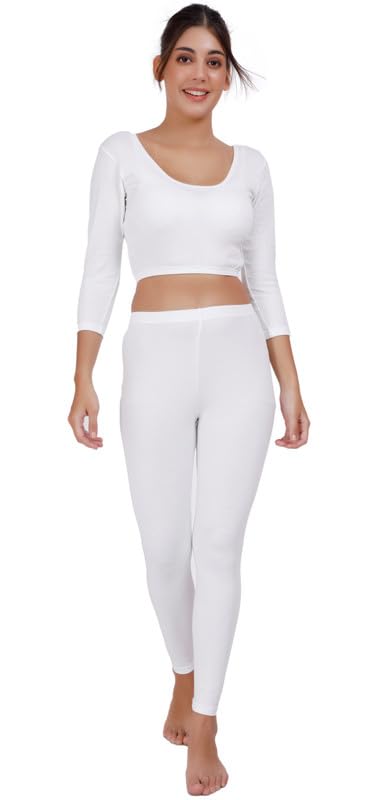 selfcare Women Solid Cotton Blend Round Neck 3/4 Sleeve Thermal Top and Pyjama Set-picture-27