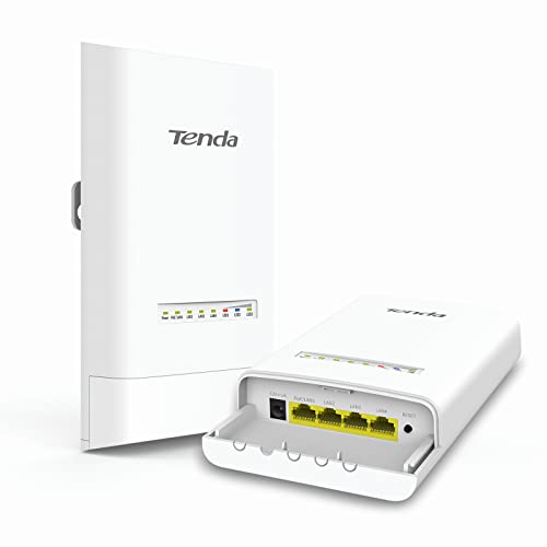Tenda OS3 WiFi Bridge Point-to-Point WLAN Bridge Outdoor CPE (867 Mbit/s auf 5GHz, 5KM Reichweite, 4X 10/100 MBit/s-LAN-Ports, WLAN Brücke mit 12dBi Richtantenne, Zentrales Management)