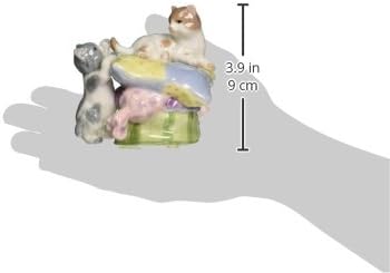 Miniatura 3 de Cosmos 80004 - Figura musical de porcelana fina de dos gatitos en juego, 3-34 pulgadas, color verde