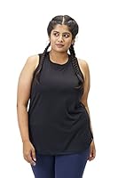 Spirit Animal Plus Size M - 5XL Black Workout Tank Top for Women | Scoop Neck | Lightweight & Breathable Fabric | Sleeveless | Moisture Absorbing Fabric | Hits Below Waist | Relaxed Fit |