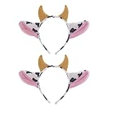 Amosfun Cow Headband Cartoon Headband Cow Ears and Horns Design Headband Hairhoop Hair Accessiores, Halloween Christmas Birthday Gift for Friends