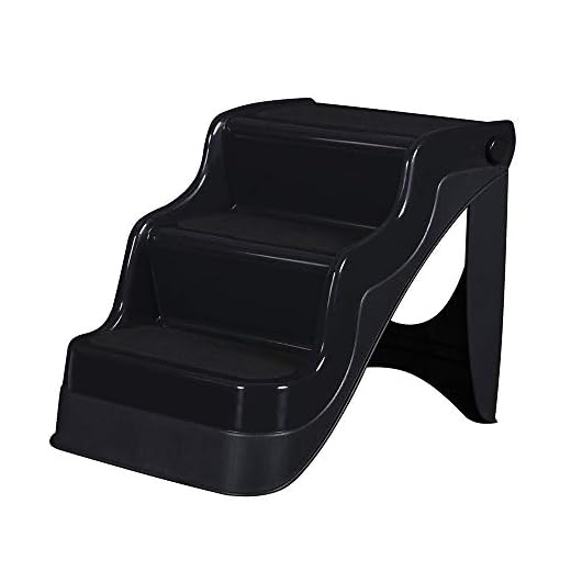 HLR Husdjur trappor husdjur trappor 3 steg katt/hund, trappor/steg avtagbar tvättbar matta pedal (storlek: 49 × 39 × 39 cm) steg trappor (färg: svart)
