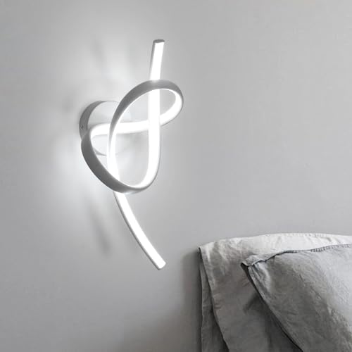 SENQIU Applique da Parete Interno LED, 18W 2025LM Moderno Lampada da Parete Design Spirale, Lampada a Muro per Soggiorno Camera da Letto Scale Corridoio, 6500K Bianco Freddo