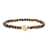 SIPELATY 4MM Mini Gemstone Energy Star Sign Constellation Bracelet with 18K Gold Plated Charm Zodiac Bracelet for Women Virgo
