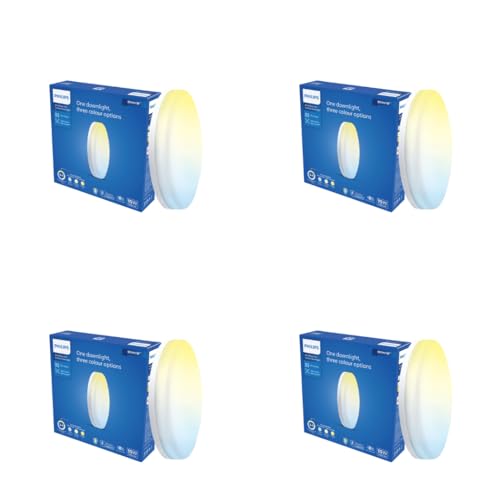 Image of PHILIPS 15W 3in1 AstraGlow Round Surface LED Panel Light | Slim Modern Design | Energy Efficient Ceiling Light for Home & Office - White | Pack of 4