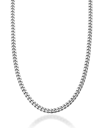 Miabella Italian Heavy 925 Sterling Silver Thick 3.2mm, 5mm, 7mm Curb Cuban Link Chain Necklace for Men Made in Italy