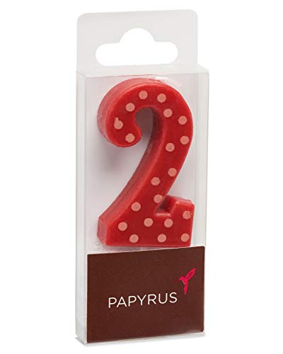 Image of Papyrus Number 2 Birthday Candle, Red Polka Dots (1-Count)