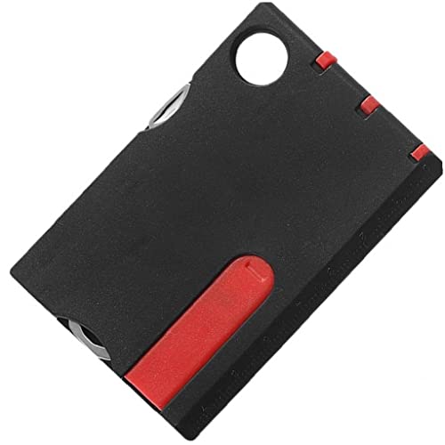 Zonster 10 in 1 Pocket Credit Card EDC Multi Tools Set Outdoor Survival Campinggeräte Tragbare Wanderkartenwerkzeuge Getriebe Kit, Schwarz Rot