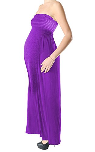 Robe longue sans bretelles violette : confort anti-glisse en taille 52/54