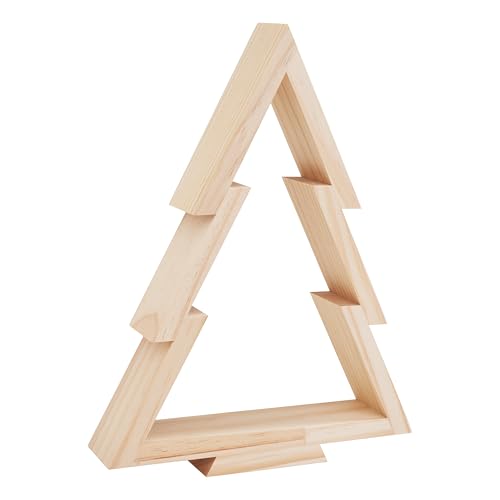 VBS Holz-Weihnachtsbaum aus Kiefernholz, H 32,5 x L 24,5 cm, Naturdeko...
