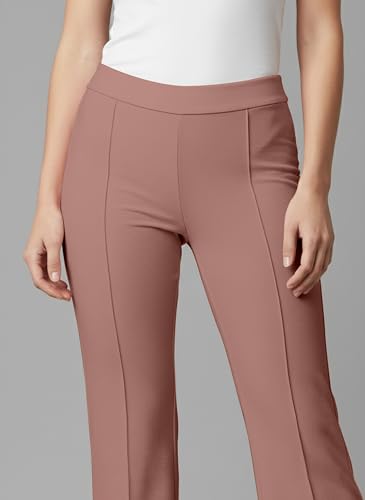 Image of Mehrang Cotton Blend Bootcut Parallel Trouser Pants for Women Regular Fit, Bellbottom Straight Pants for Womens