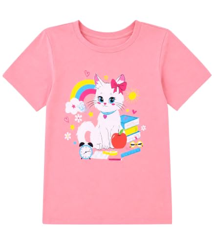 Image of Toddler Girls Clothes T-Shirt Short Sleeve Graphic Tee Cartoon Dinosaur 2-6T Girl Shirt Summer