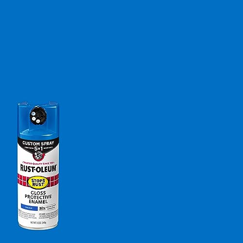 Image of Rust-Oleum Stops Rust Custom 5-in-1 Spray Paint, Gloss Sail Blue | Rust Preventive Protective Enamel, Multi Surface (Metal, Wood and More), Adjustable Dial for Better Control, Fast Dry, 6 Pack