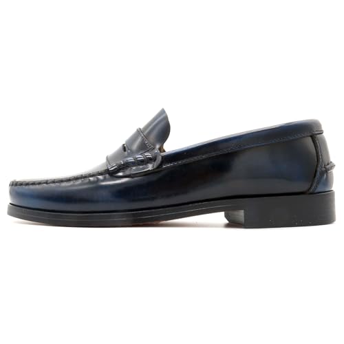 MARTTELY Chaussures d'affaires en cuir pour homme avec semelle en cuir cousue sur le cadre, bleu marine, 41 EU – vue 2