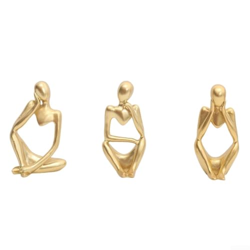 Sculpture moderne abstraite en résine pour bureau, étagère, cheminée, meuble TV, café et appartement, décoration intérieure (doré)