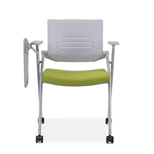 AHXF Silla plegable acolchada de vinilo con brazo para tableta, con ruedas giratorias de malla, apilamiento de invitados, para oficina, escuela, aula, entrenamiento, conferencia, sala de espera, color