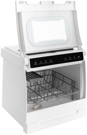 Mini Dishwasher, 1100W Portable Countertop Dishwasher with 4 Cleaning Modes, Drying Function, Touchscreen, Low Noise & Inlet Hose for Home Apartments RVs
