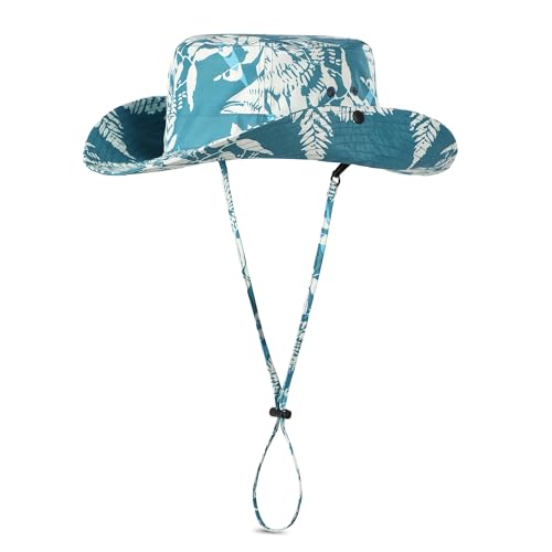Image of Printed Bucket Hat UPF 50+ Quick-Dry Breathable Sun Hat, Roll-Up Brim Boonie Hat with Adjustable Fit for Beach Hiking Fishing
