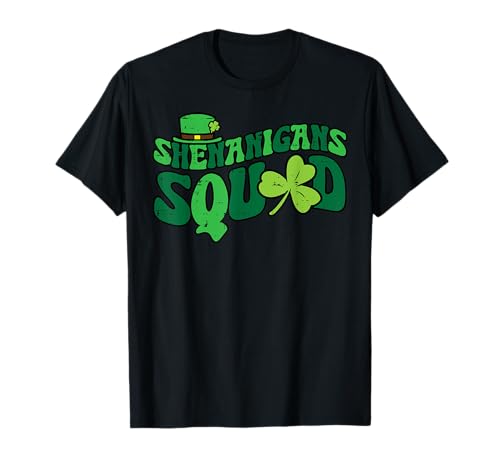 St Patrick Shenanigans Squad Retro Saint Pattys Groovy T-Shirt