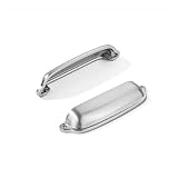 khtumeware 10 Pack Brushed Nickel Cup Pulls 3 Inch Center to Center - Cabinet & Drawer Handles for Kitchen Hardware