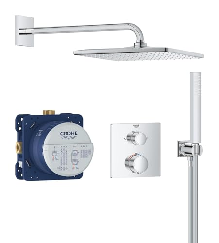 GROHE Precision Thermostatique, Ensemble de Douche Encastré 2 sorties, Douche de Tête Vitalio Rain Mono Cube 310, Douchette Vitalio Joy Cube Stick 1 jet,...