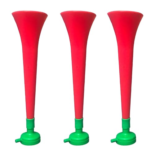 FUN FAN LINE - Pack x3 Plastic Trumpets/Vuvuzela stadium horn for soccer and sports events. Soccer fan trumpet. Noisy air horn for cheerleading and animation. (Portugal)