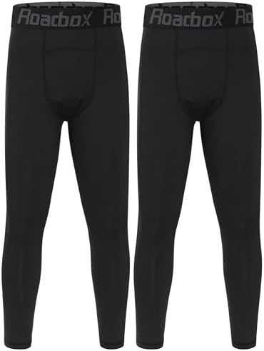 Roadbox Thermoleggings Jungen 2er-Pack, Thermohose für Fußball und Schule | Schnelltrocknend, Atmungsaktiv, 4-Wege-Stretch, Weiches Innenfleece, Flatlock-Nähte, Elastischer Bund, F
